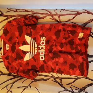 Bape Adidas Rare Red Camouflage Tshirt 